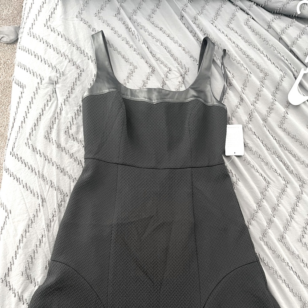 London times black dress with faux leather , size 10